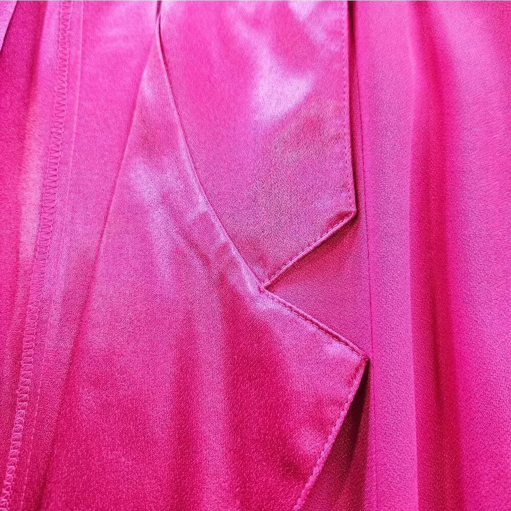 Vintage Forenza 80s Retro Fuchsia Satin Oversized Duster Yoked Waist Pant Set 10